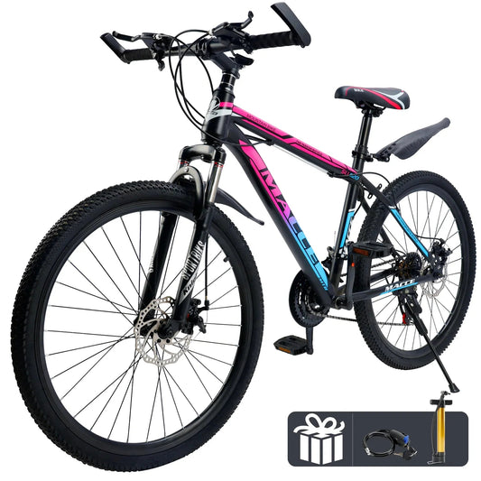 ARTUDATECH 24/26/27.5 Inch Mountain Bike, 24 Speeds, V/Disc Brakes, High-Carbon Steel Frame - Trailblazer