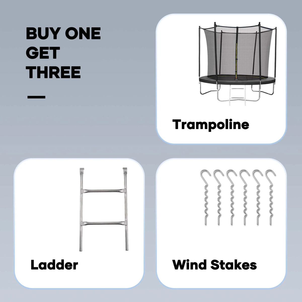 MARNUR Kids' Trampoline 8 ft With Enclosure Net, Ladder And Wind Stakes - 330 lbs Weight Capacity