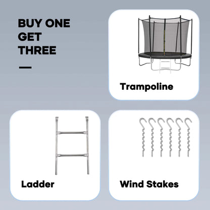 MARNUR Kids' Trampoline 8 ft With Enclosure Net, Ladder And Wind Stakes - 330 lbs Weight Capacity