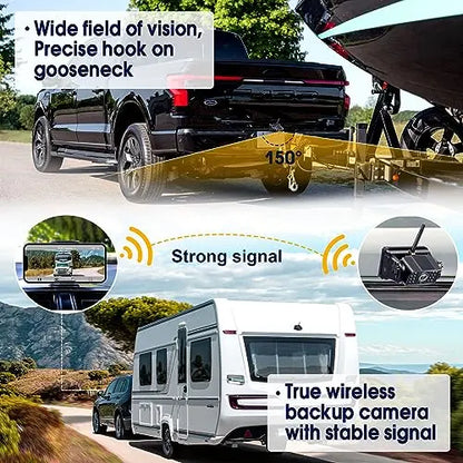 DoHonest Wireless Magnetic WiFi Backup Camera, HD 1080P, 6 Magnets, 9600mA, 16 IR Lights, 150 Degree - V7