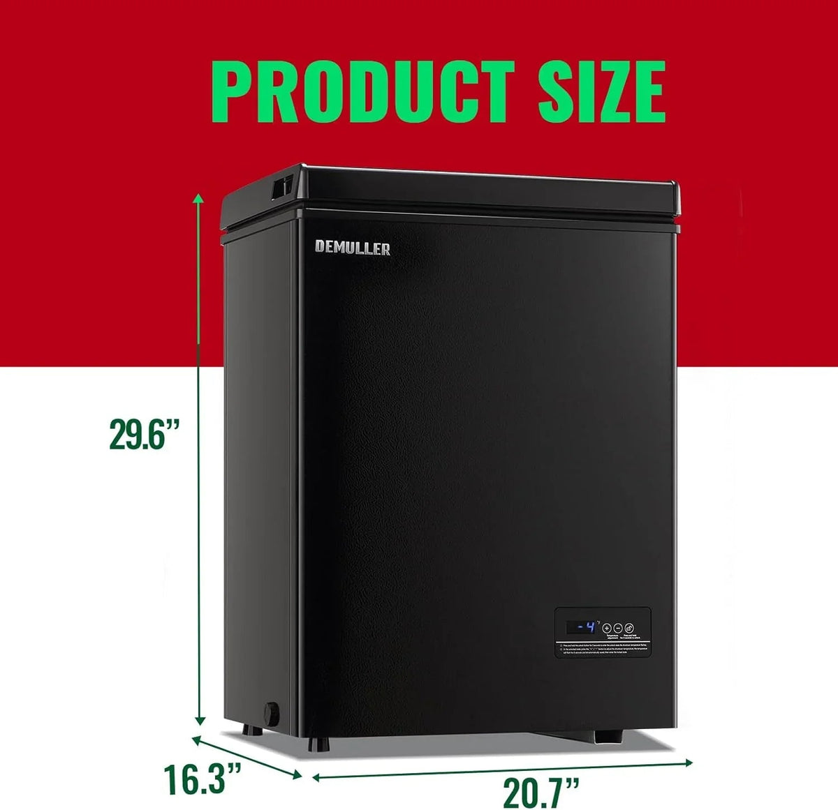 DEMULLER Chest Freezer 5.0 Cubic Feet, Black, 2 Stainless Steel Storage Baskets