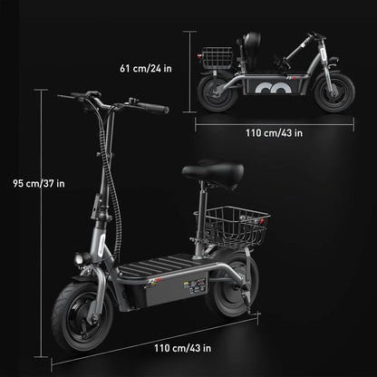 iScooter Electric Scooter With Seat, 500W, 21 Miles, 15.6 mph - i12