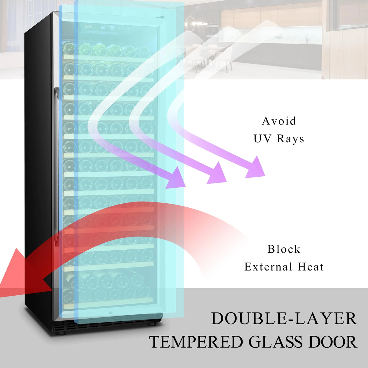 Lanbo 165 Bottle Built-In Black Single Zone Wine Cooler, 24 inch Width - LW177S