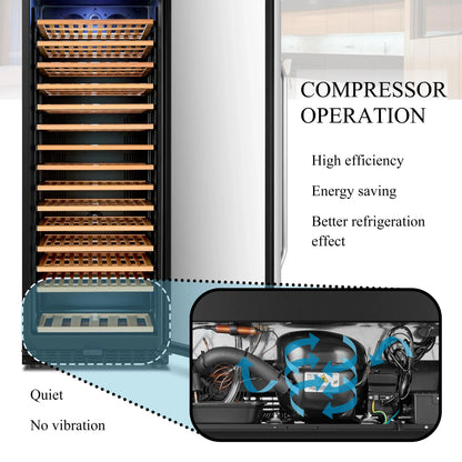 Lanbo 165 Bottle Built-In Black Single Zone Wine Cooler, 24 inch Width - LW177S