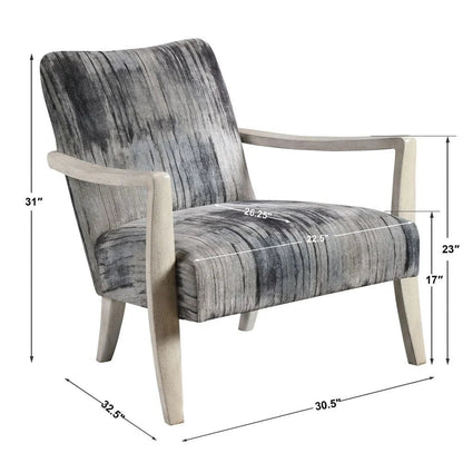 Bailey Street Home Gate House Mews 31 inch Accent Chair Charcoal/Gray/Blue Chenille/Natural Off-White Finish - 208-Bel-4361897