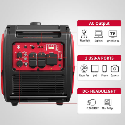 PowerSmart Portable Inverter Generator 5000 Starting Watt, 4000 Running Watt, 30 Amp - HB5046C