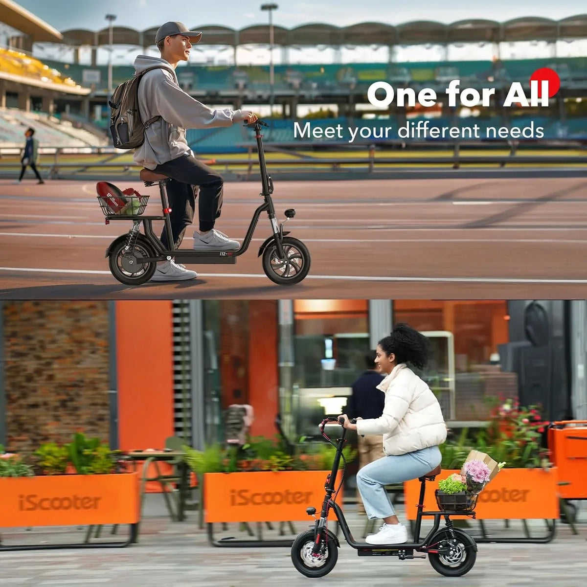 iScooter Electric Scooter With Seat, 500W, 21 Miles, 15.6 mph - i12