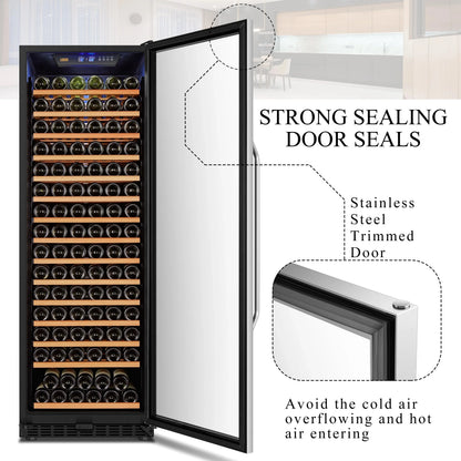 Lanbo 165 Bottle Built-In Black Single Zone Wine Cooler, 24 inch Width - LW177S
