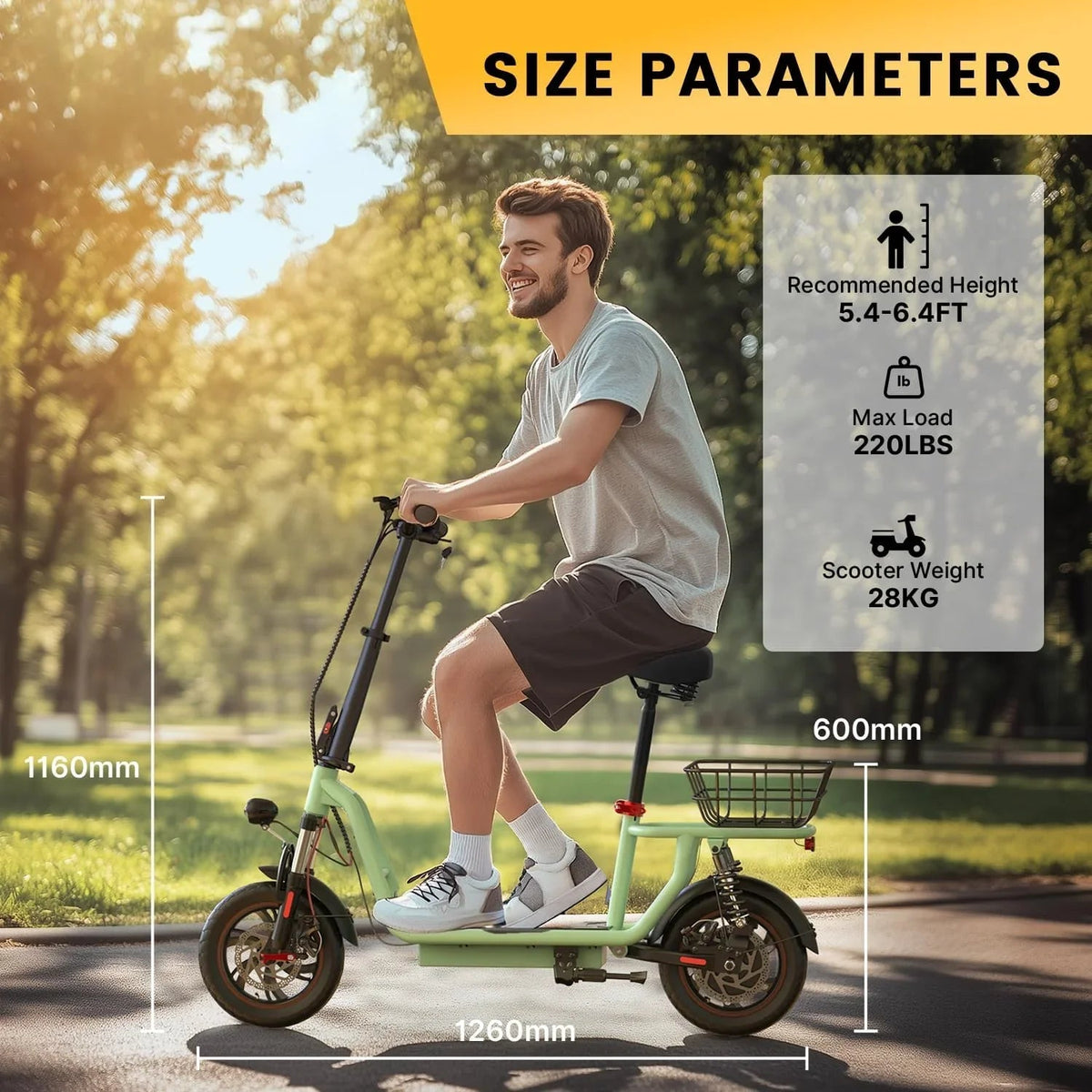 iScooter Electric Scooter With Seat, 500W, 21 Miles, 15.6 mph - i12