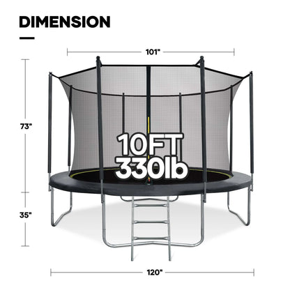 MARNUR Kids' Trampoline 8 ft With Enclosure Net, Ladder And Wind Stakes - 330 lbs Weight Capacity