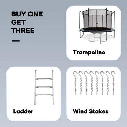 MARNUR Kids' Trampoline 8 ft With Enclosure Net, Ladder And Wind Stakes - 330 lbs Weight Capacity