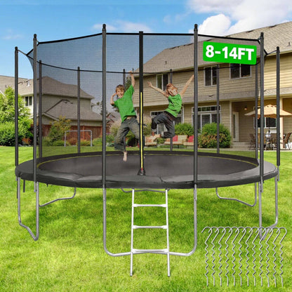 MARNUR Kids' Trampoline 8 ft With Enclosure Net, Ladder And Wind Stakes - 330 lbs Weight Capacity