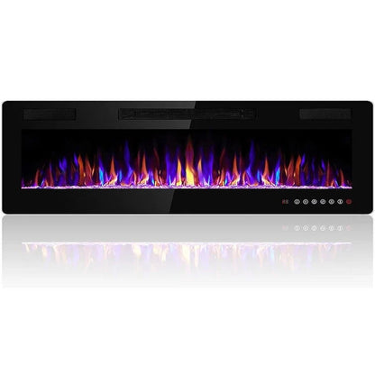 Ultra-Thin Linear Electric Fireplace, 30-72 Inch, Wall Mounted/Recessed