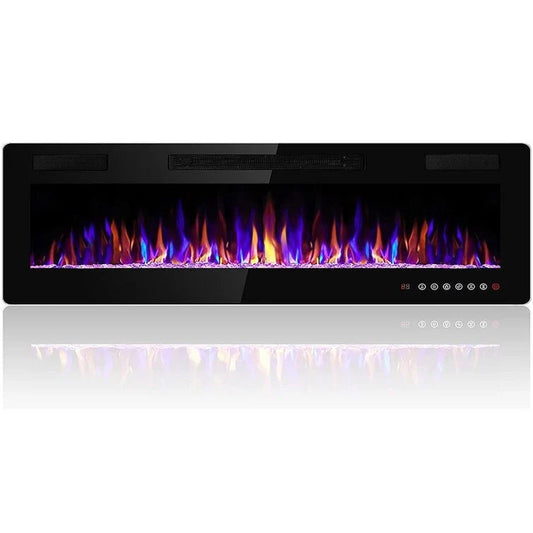 Ultra-Thin Linear Electric Fireplace, 30-72 Inch, Wall Mounted/Recessed