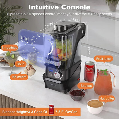 Elevarify Vacuum Commercial Blender, 56 Ounce, 1500 Watt, Black - 29015