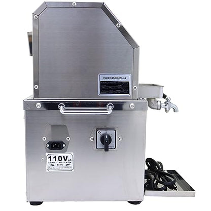LGXEnzhuo Electric Sugar Cane Press Juicer Machine, 110V 800W Stainless Steel, 3 Rollers