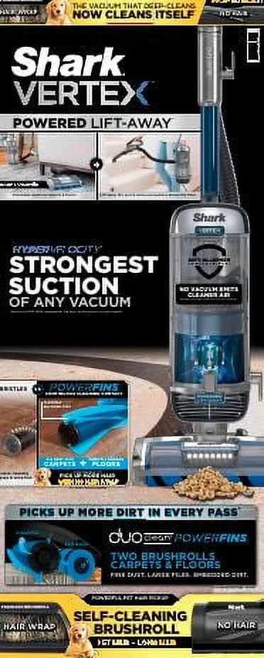Shark Vertex DuoClean PowerFin Upright Vacuum With Powered Lift-Away And Self-Cleaning Brushroll - AZ2000
