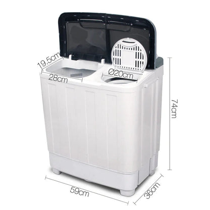 Devanti Twin Tub Portable Washing Machine 5KG - White