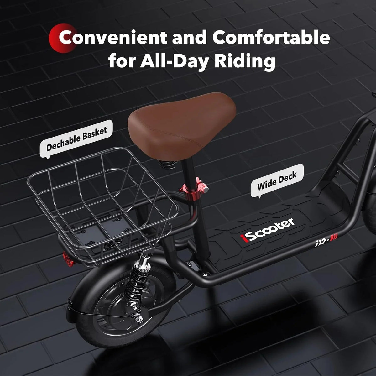 iScooter Electric Scooter With Seat, 500W, 21 Miles, 15.6 mph - i12