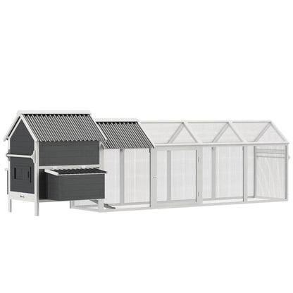 PawHut Large Chicken Coop, 162 in, For 6-8 Chickens, Storm Gray/Crystal White - D51-336V00CG
