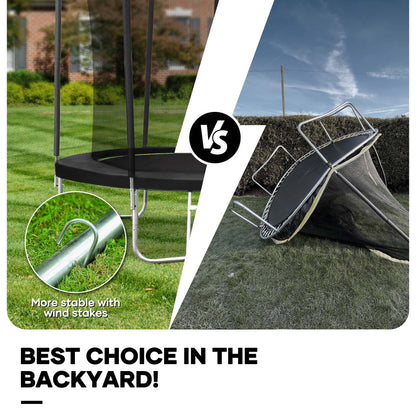 MARNUR Kids' Trampoline 8 ft With Enclosure Net, Ladder And Wind Stakes - 330 lbs Weight Capacity