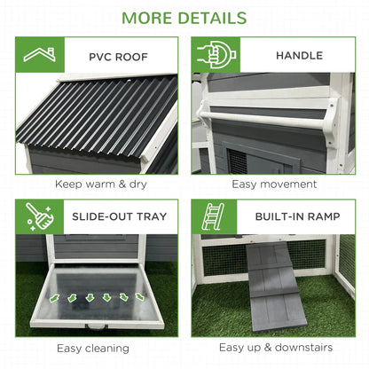 PawHut Large Chicken Coop, 162 in, For 6-8 Chickens, Storm Gray/Crystal White - D51-336V00CG