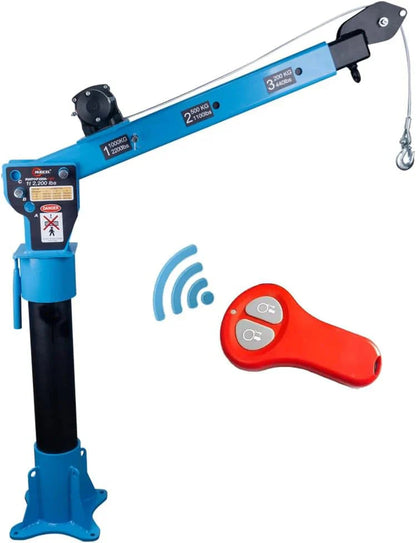 Pismire Folding Truck-Mounted Bed Crane Hoist, 1100 lb, 3500 lb 12V Electric Winch, Yellow Painted Steel - 3500lb