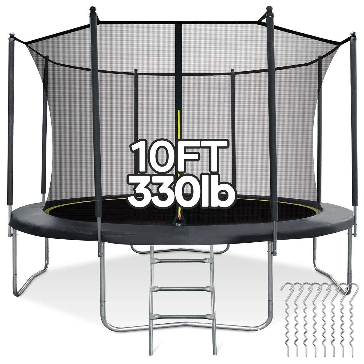 MARNUR Kids' Trampoline 8 ft With Enclosure Net, Ladder And Wind Stakes - 330 lbs Weight Capacity